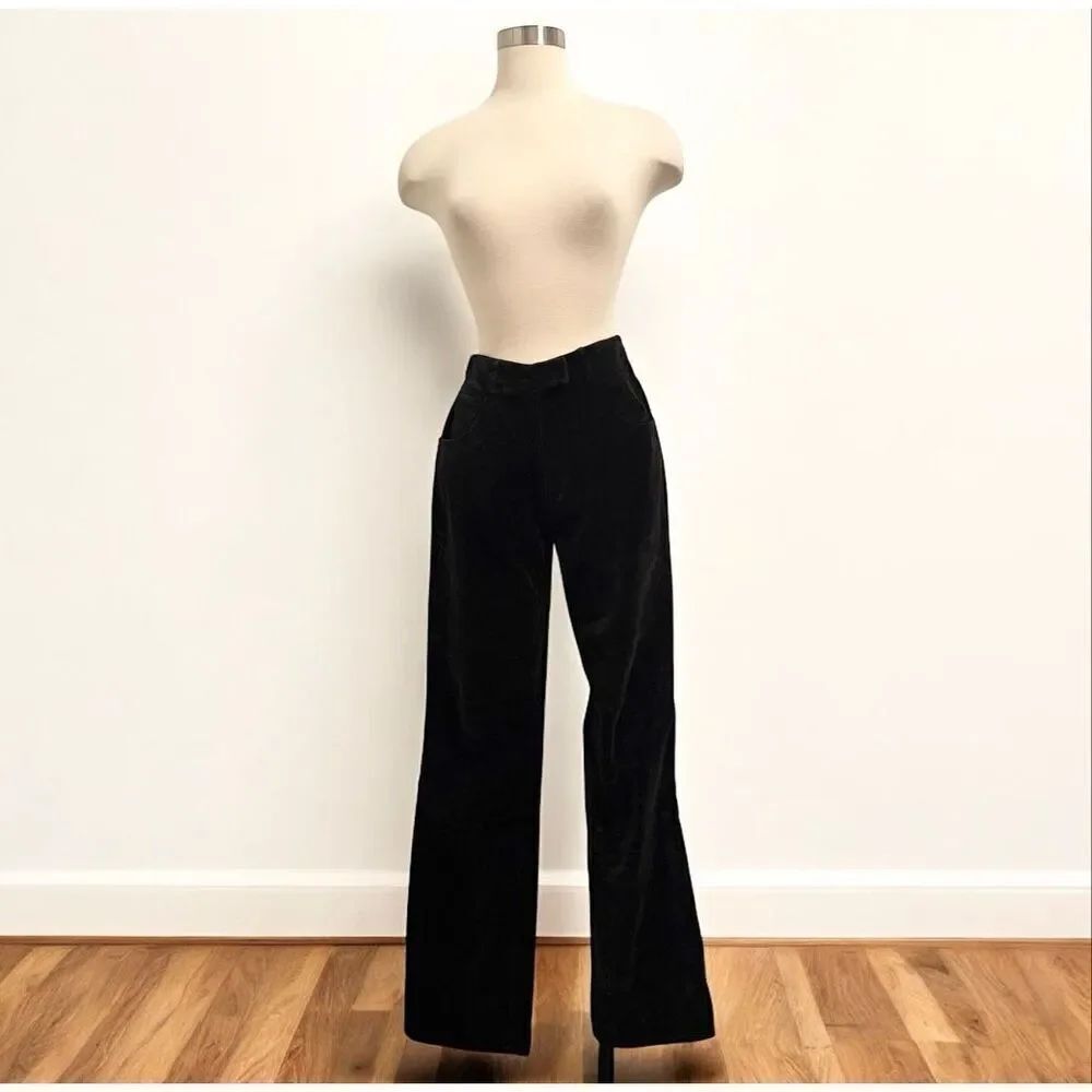 Armani Exchange Black Velvet High Waisted Straight Leg Medium